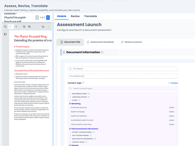 Animated health-literacy assessment (before) in HealthLiteracyCopilot